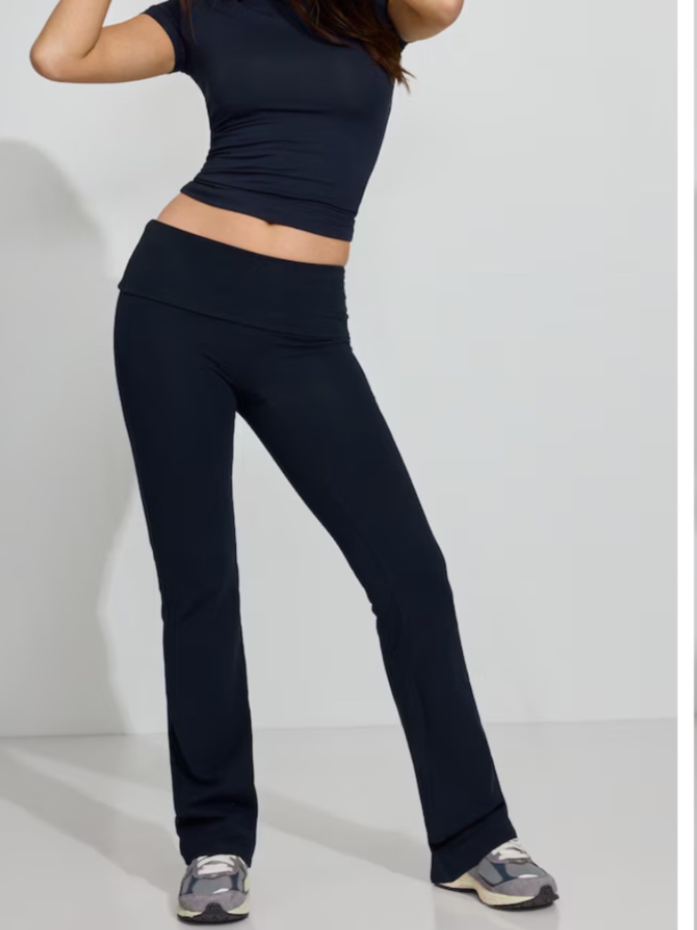 XXS NAVY DARK BLUE FOLD OVER FLARE LEGGING PANTS
